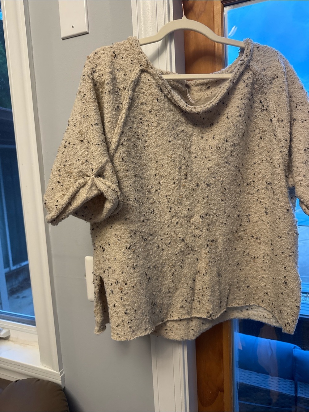 Free People Cream Speckled Crewneck Sweater